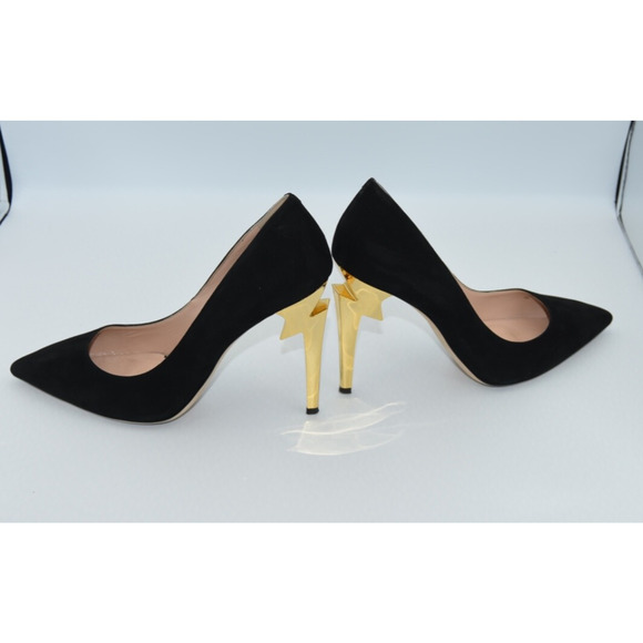 Giuseppe Zanotti Black Suede Bolt G Heel Pointed Toe Stiletto Pumps Size 39 / 9 - Picture 5 of 13